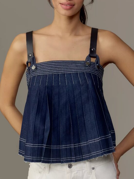 Pilcro Tops - Pilcro by Anthropologie Sleeveless Harness Denim Blouse - Size S